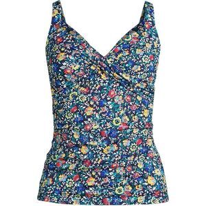 Land’s End V wrap underwire tankini deep sea navy bright  floral adjustable Var